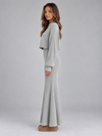 Women’s Ribbed Knit Co-Ord Set – Cropped Jumper & Maxi Skirt