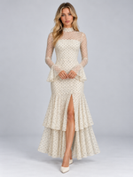 Women’s Polka Dot Long Sleeve Maxi Dress