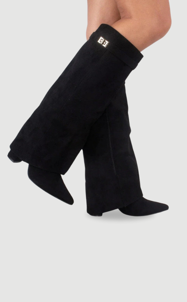 Montleigh | Women’s Suede Fold-Over Boots – Golden Detail