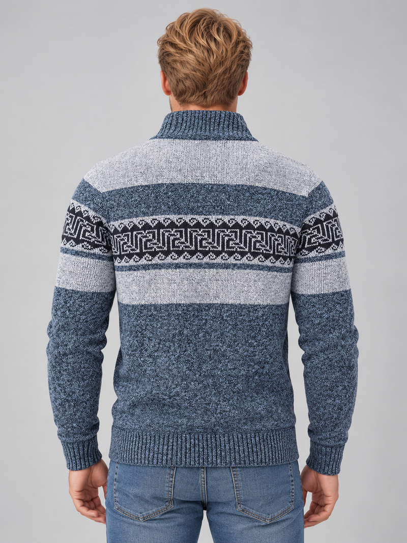 Men’s Full Zip Knitted Cardigan – High Neck Jumper