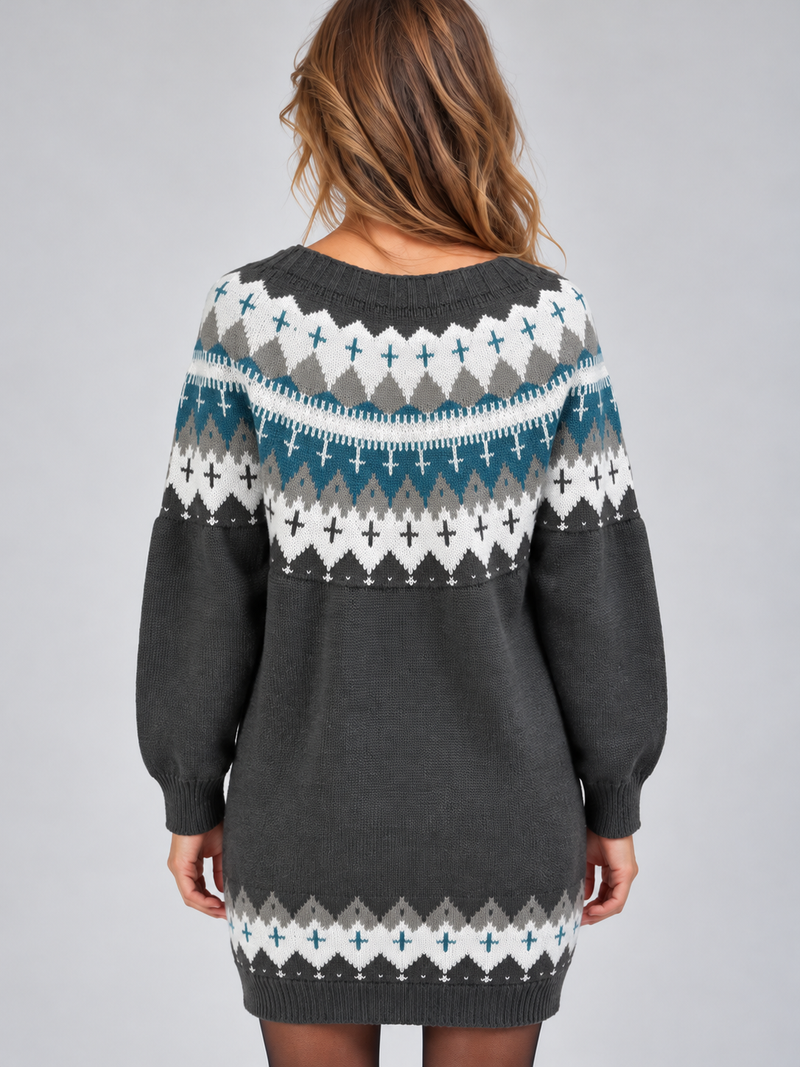 Women’s Fair Isle Knitted Jumper Mini Dress
