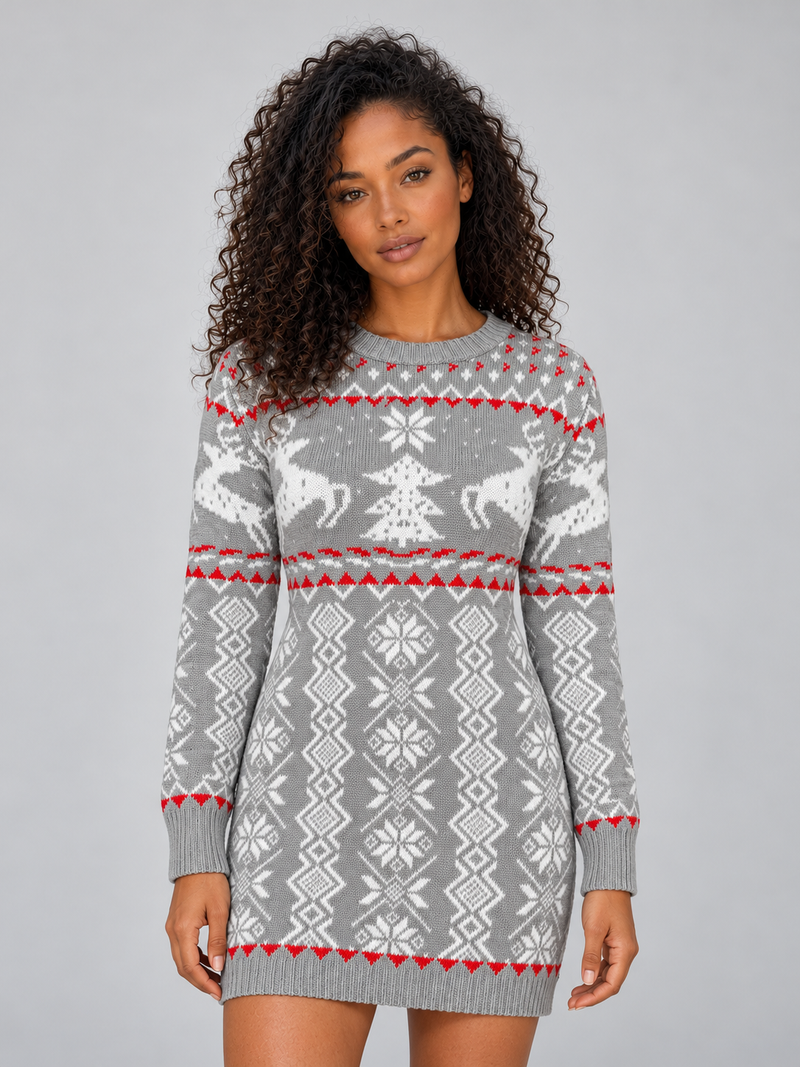 Women’s Christmas Knitted Jumper Mini Dress