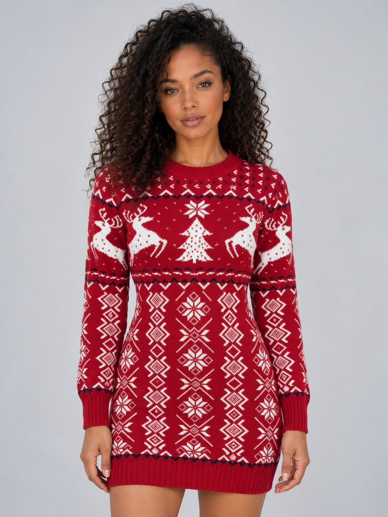 Women’s Christmas Knitted Jumper Mini Dress