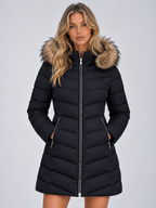 Women’s Long Hooded Faux Fur Trim Puffer Coat