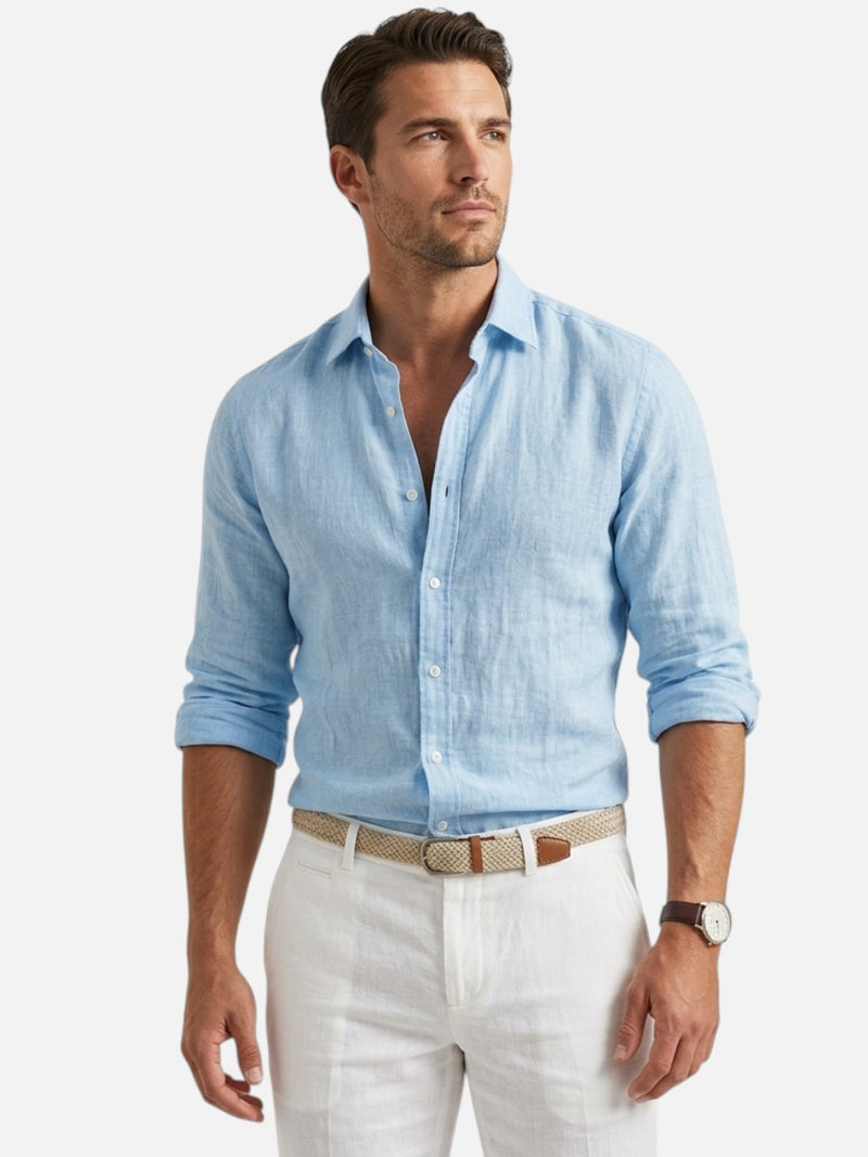 Men’s Linen Look Summer Shirt – Relaxed Fit Button-Up
