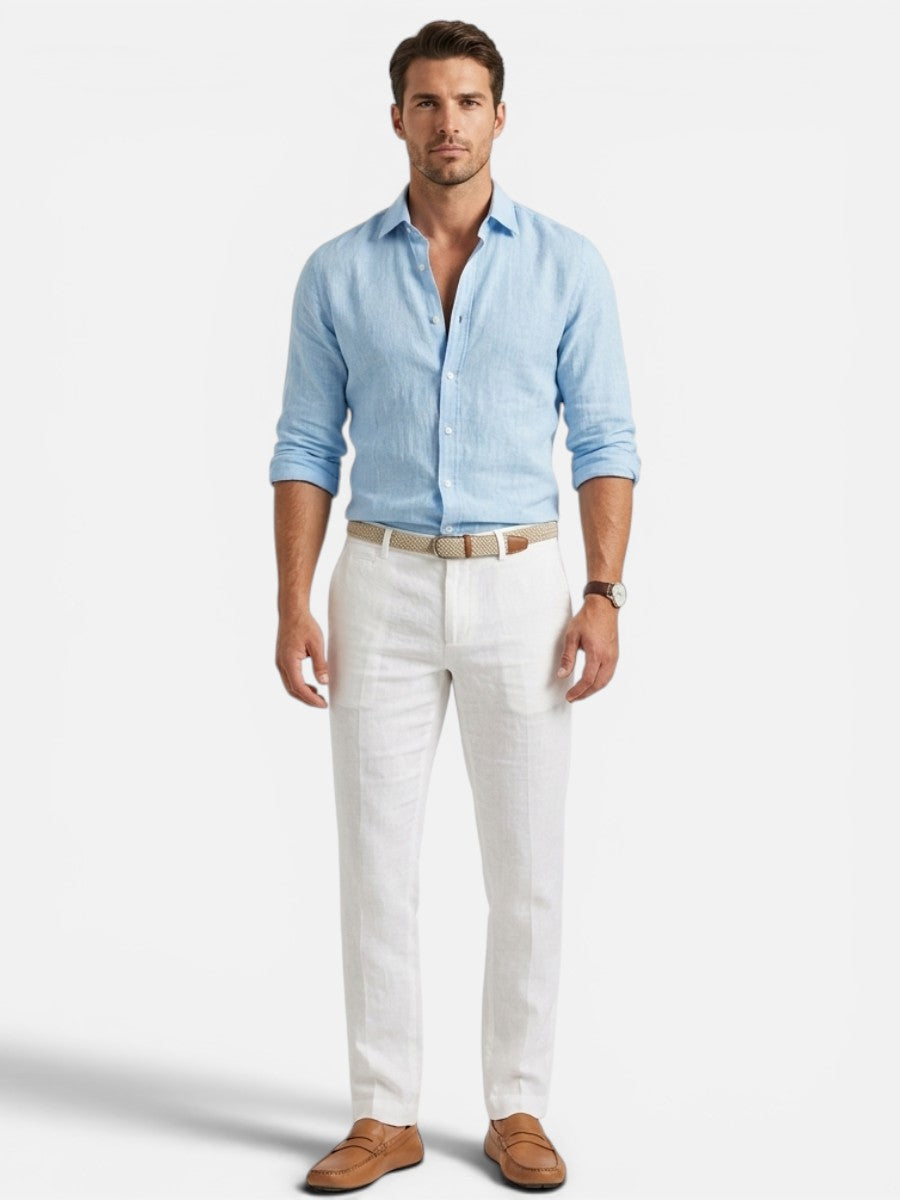 Men’s Linen Look Summer Shirt – Relaxed Fit Button-Up