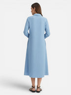 Women’s Button Front Midi Shirt Dress – Relaxed Fit