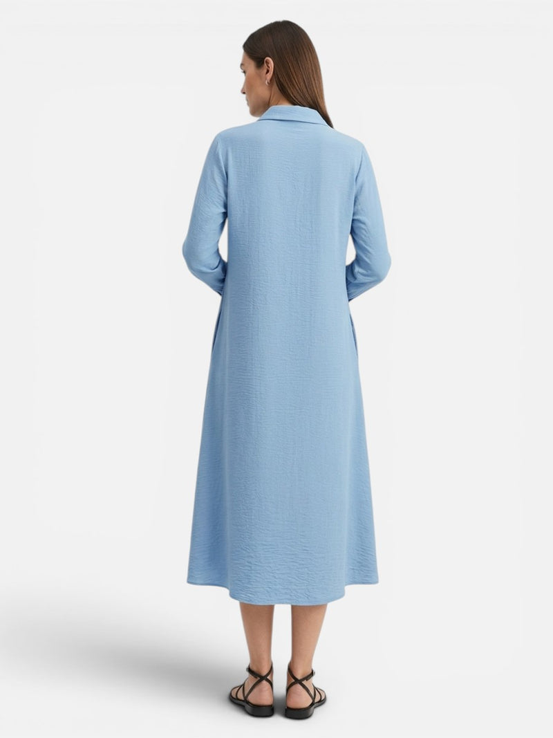 Women’s Button Front Midi Shirt Dress – Relaxed Fit