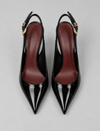 Women’s Patent Slingback Stiletto Heels – Pointed Toe Ankle Strap Court Shoes