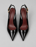 Women’s Patent Slingback Stiletto Heels – Pointed Toe Ankle Strap Court Shoes