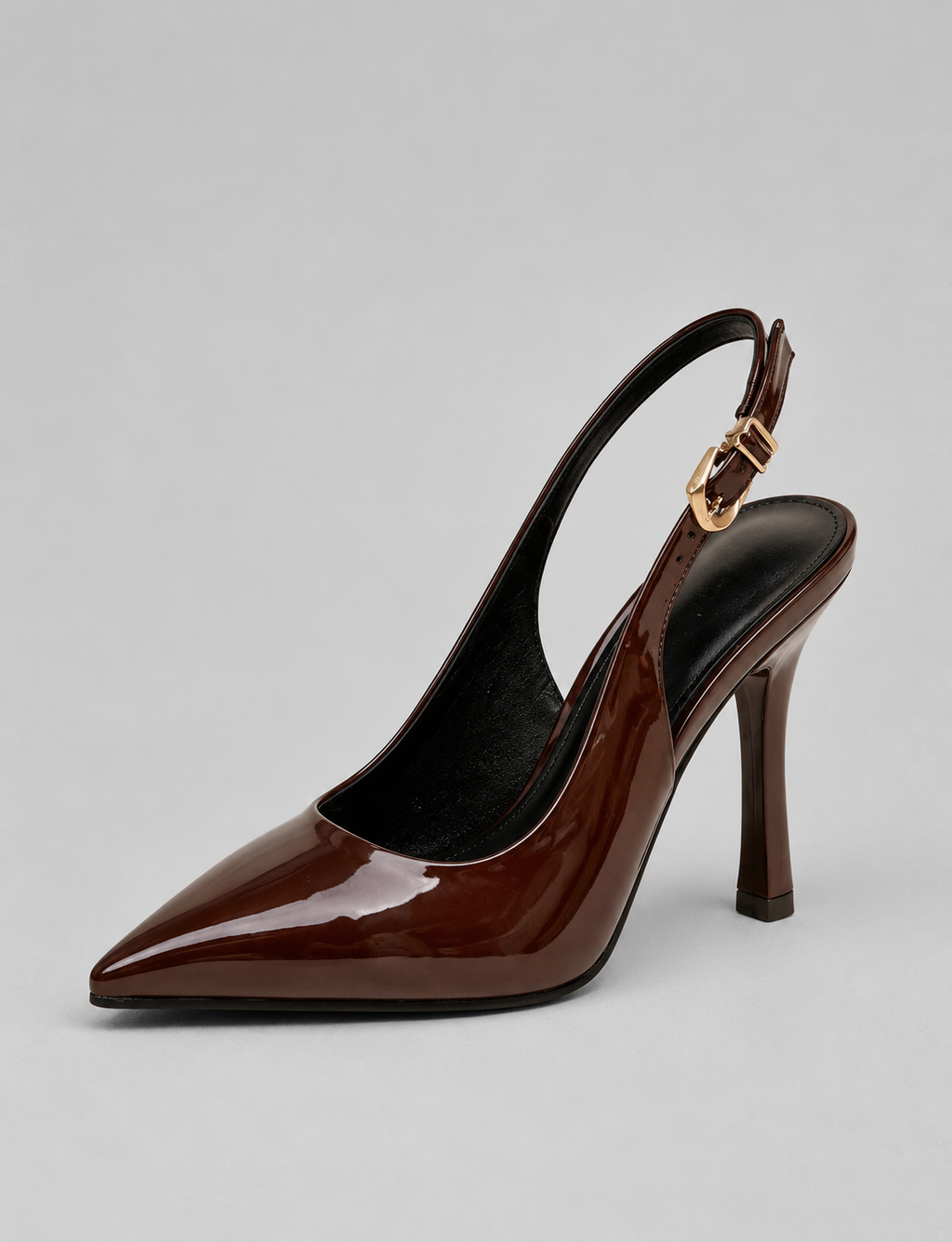 Women’s Patent Slingback Stiletto Heels – Pointed Toe Ankle Strap Court Shoes