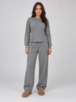 Women’s Soft Lounge Co-Ord Set – Fitted Top & Wide Leg Trousers