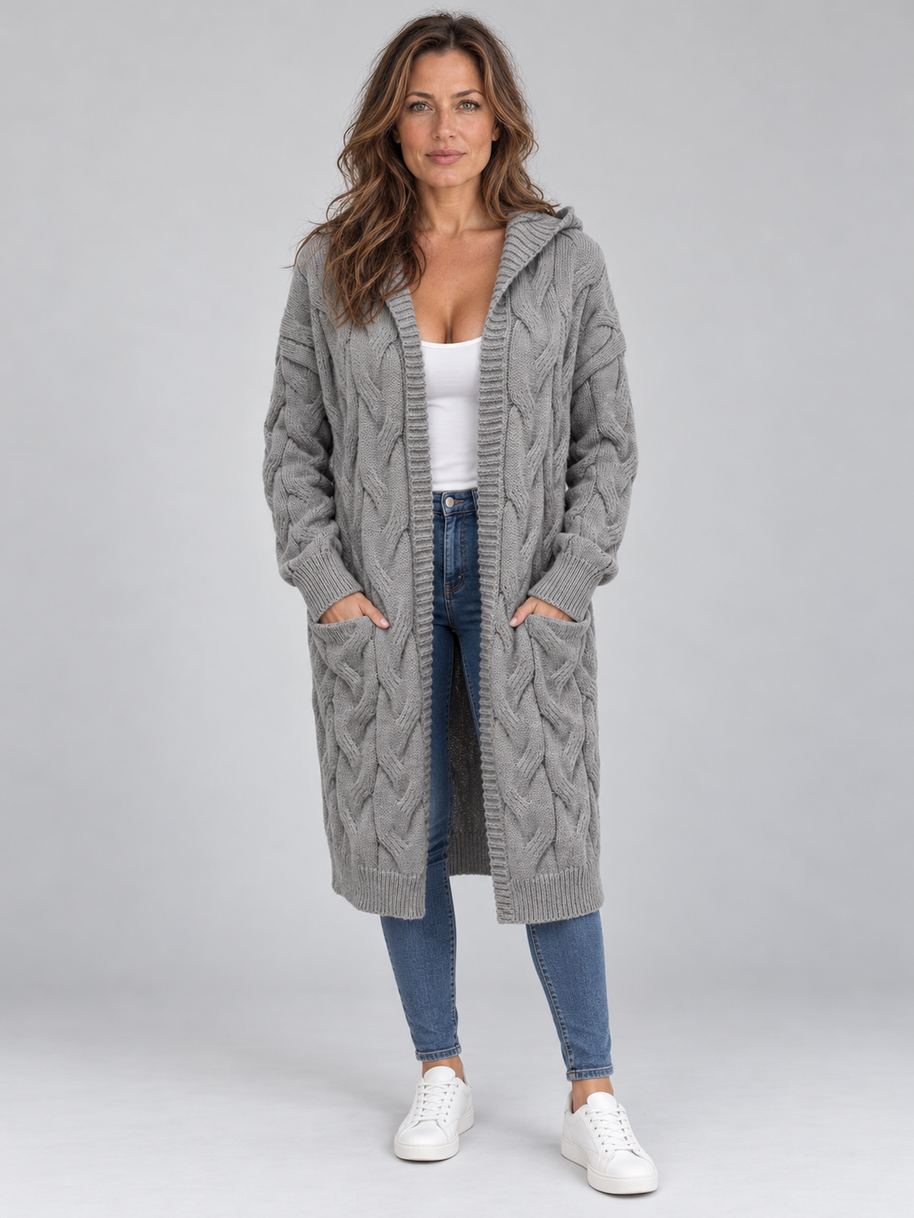 Women’s Long Cable Knit Cardigan