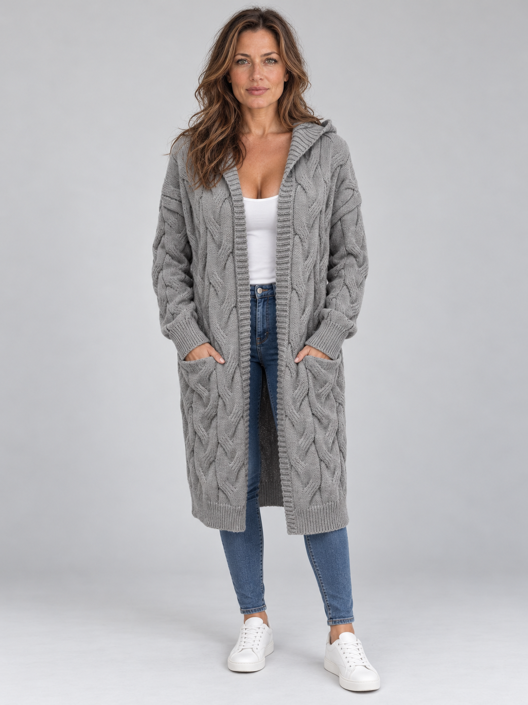 Women’s Long Cable Knit Cardigan