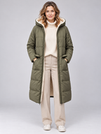 Women’s Reversible Long Hooded Puffer Coat