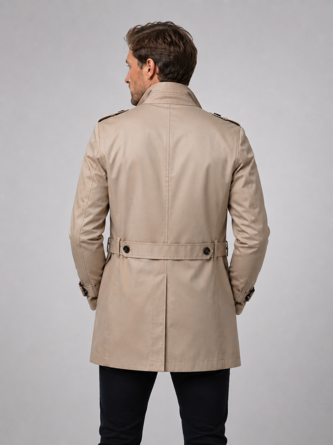 Men’s Belted Trench Coat – Classic Tailored Style Jacket