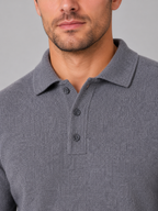 Men's Polo Knit Jumper – Button Long Sleeve Sweater