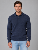 Men's Polo Knit Jumper – Button Long Sleeve Sweater