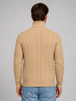 Men's Cable Knit Quarter Zip Jumper – Funnel Neck Sweater
