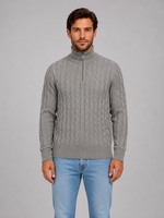 Men's Cable Knit Quarter Zip Jumper – Funnel Neck Sweater