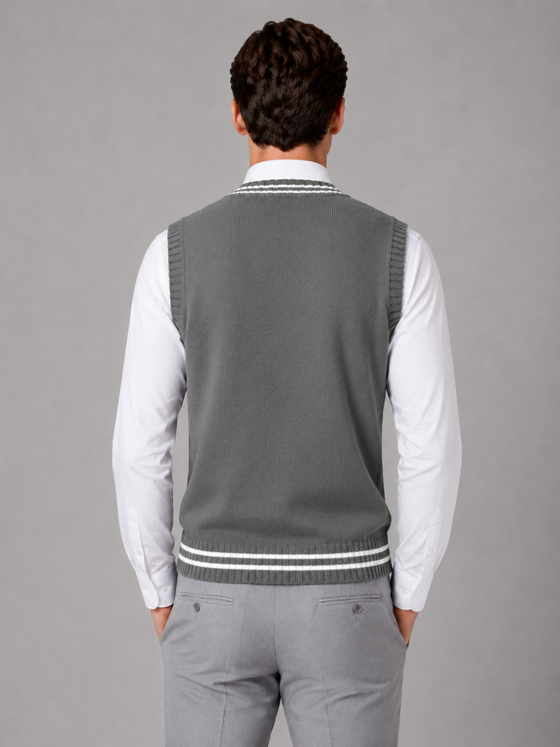 Men’s Cable Knit V-Neck Sweater Vest – Classic Sleeveless Knitted Tank Top