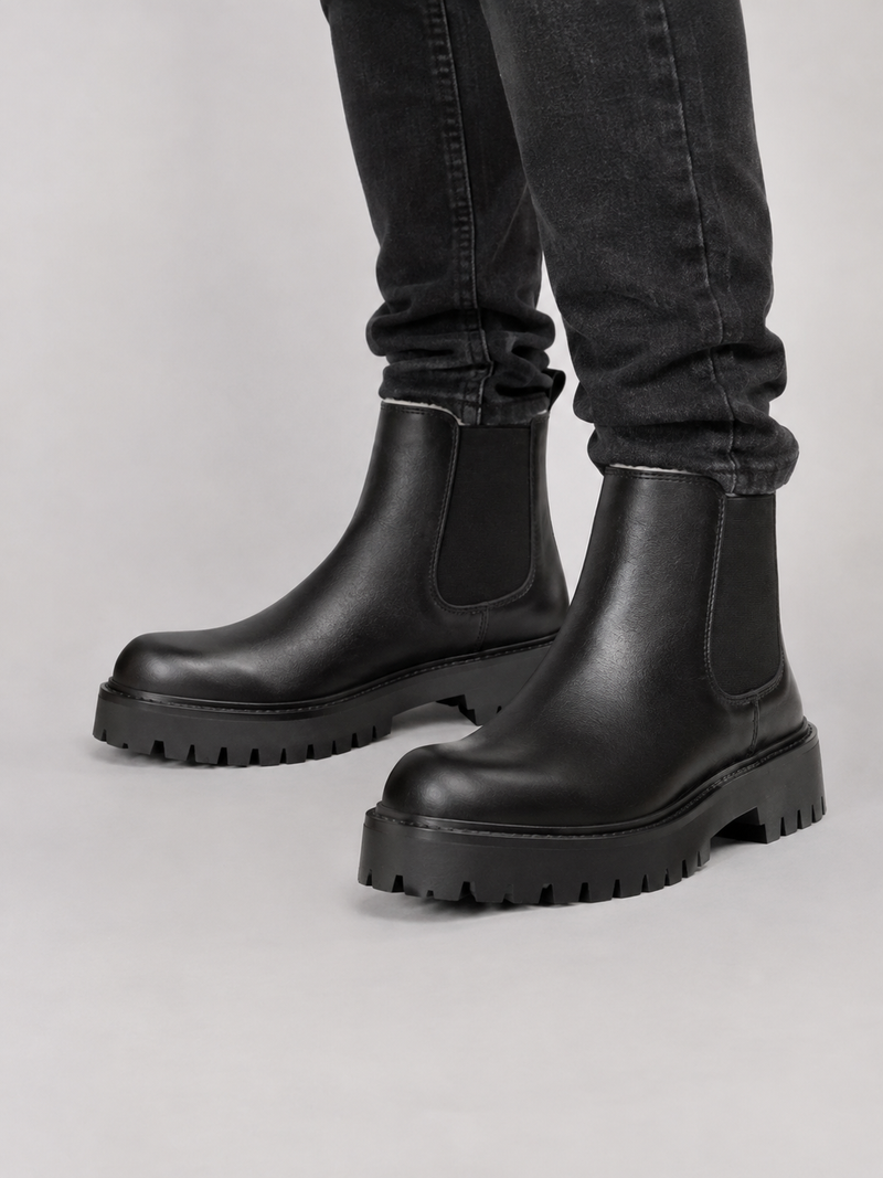 Men’s Chunky Chelsea Boots – Slip-On Thick Sole Smart Casual Shoes