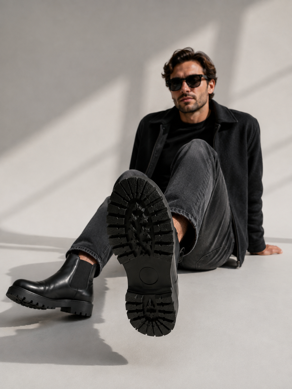 Men’s Chunky Chelsea Boots – Slip-On Thick Sole Smart Casual Shoes