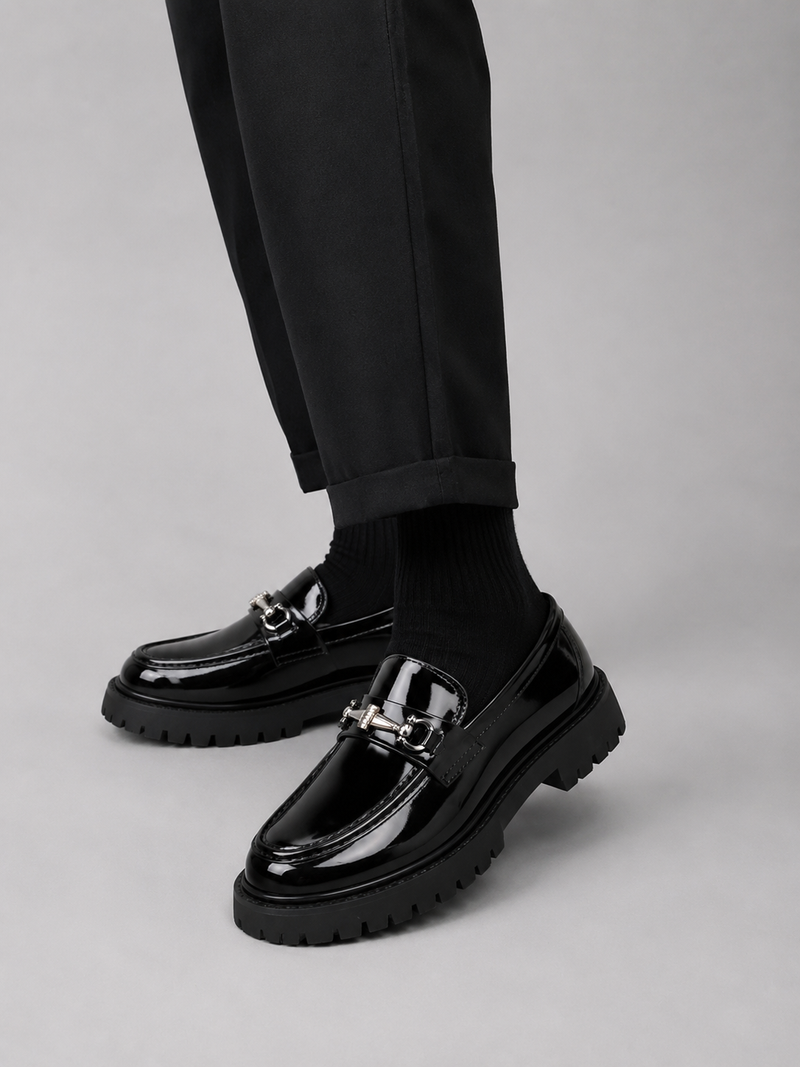 Men’s Chunky Sole Loafers – British Style Slip-On Shoes