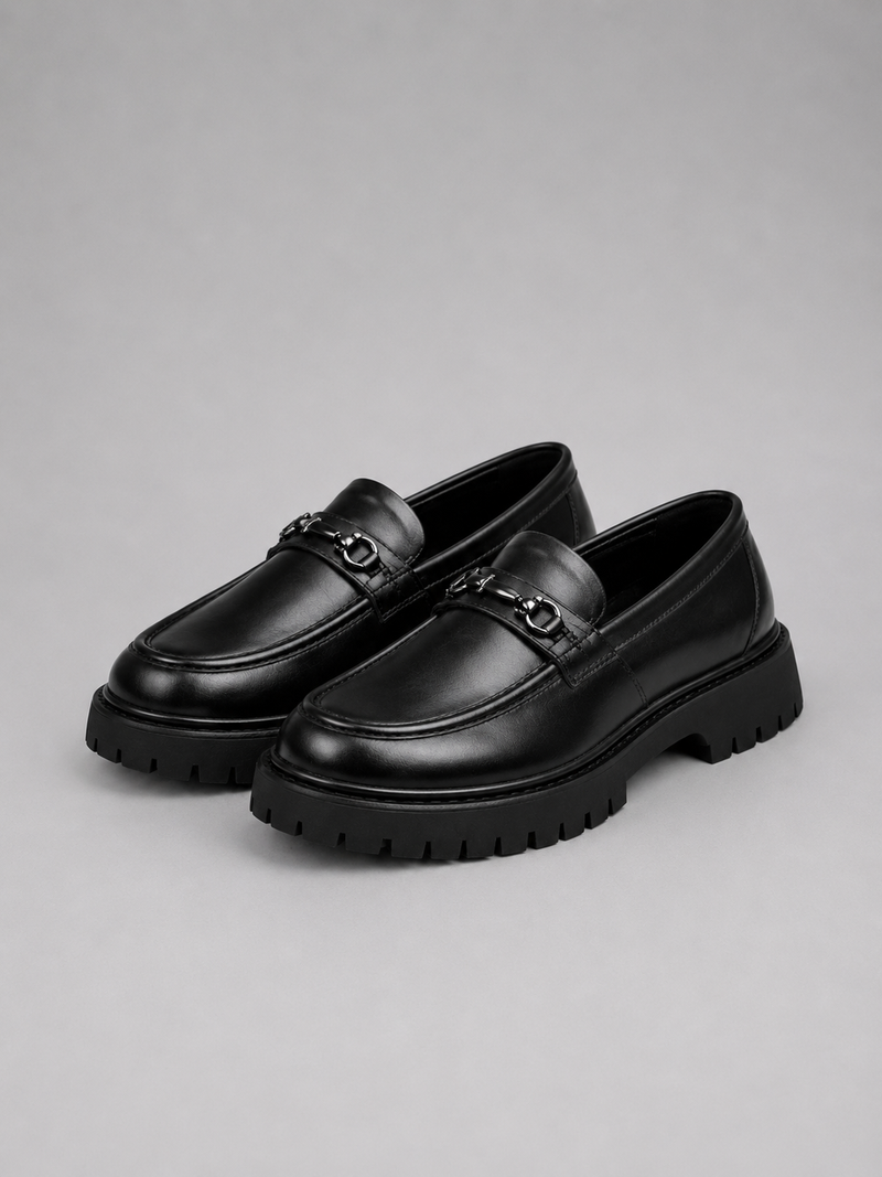 Men’s Chunky Sole Loafers – British Style Slip-On Shoes