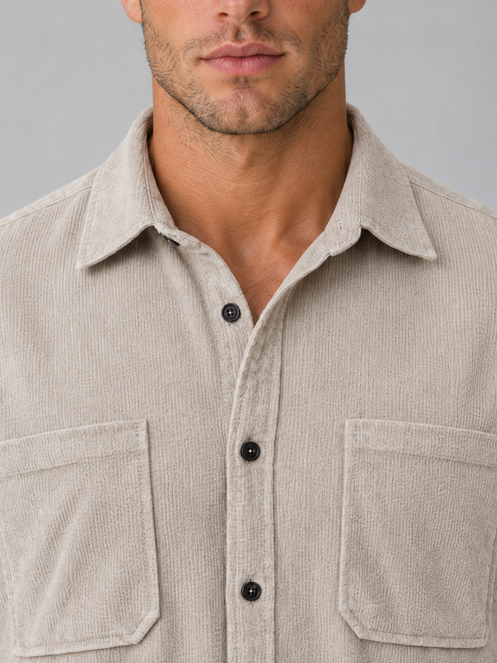 Men’s Corduroy Button-Up Shirt – Long Sleeve Overshirt