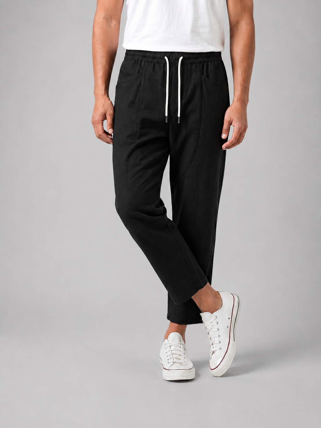 Men’s Drawstring Cropped Trousers – Relaxed Fit Summer Style