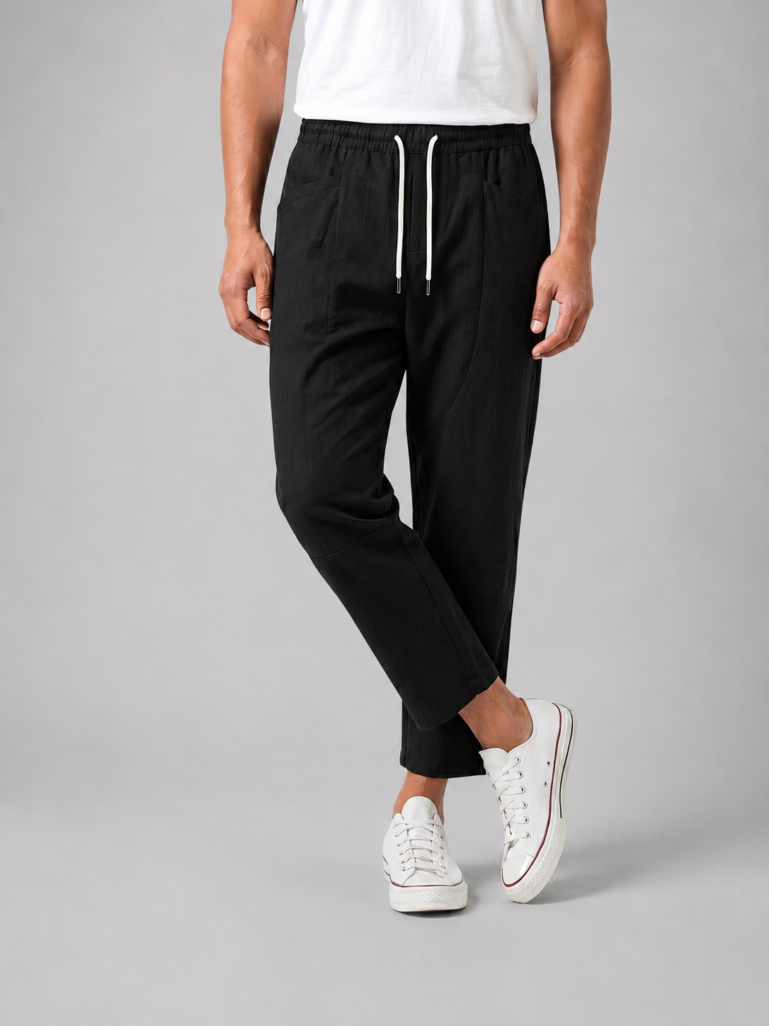 Men’s Drawstring Cropped Trousers – Relaxed Fit Summer Style