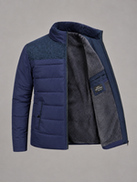 Men’s Fleece Lined Padded Jacket – Warm High Collar Winter Coat