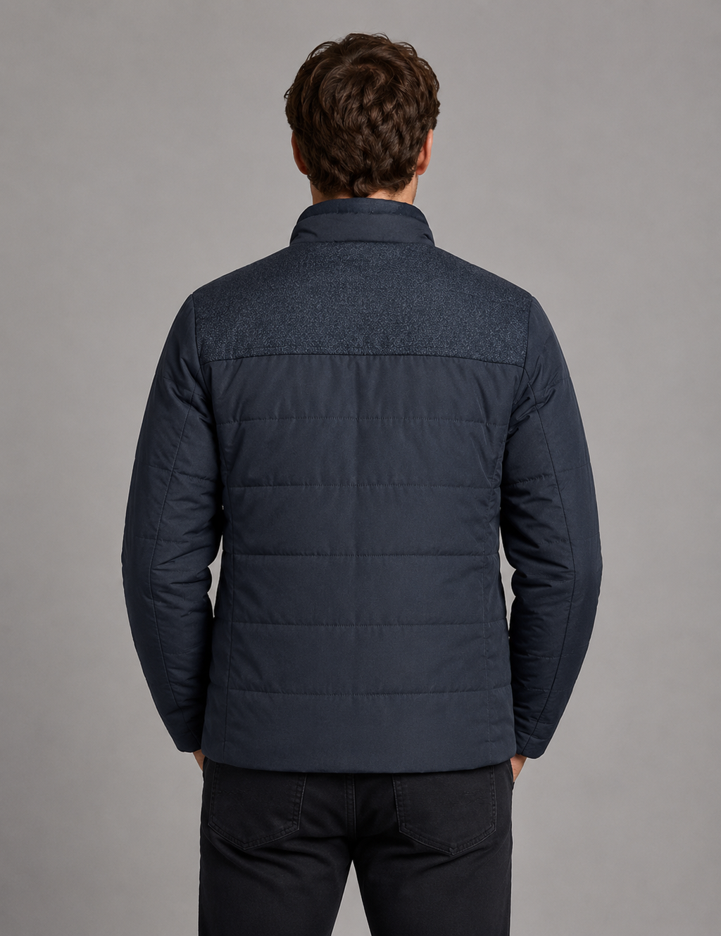 Men’s Fleece Lined Padded Jacket – Warm High Collar Winter Coat