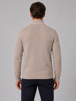 Men's Full Zip Knit Cardigan – Funnel Neck Textured Jumper