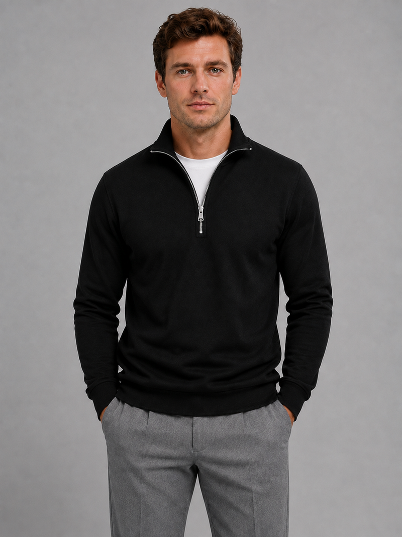 Men’s Half-Zip Sweatshirt – High Neck Smart Casual Pullover