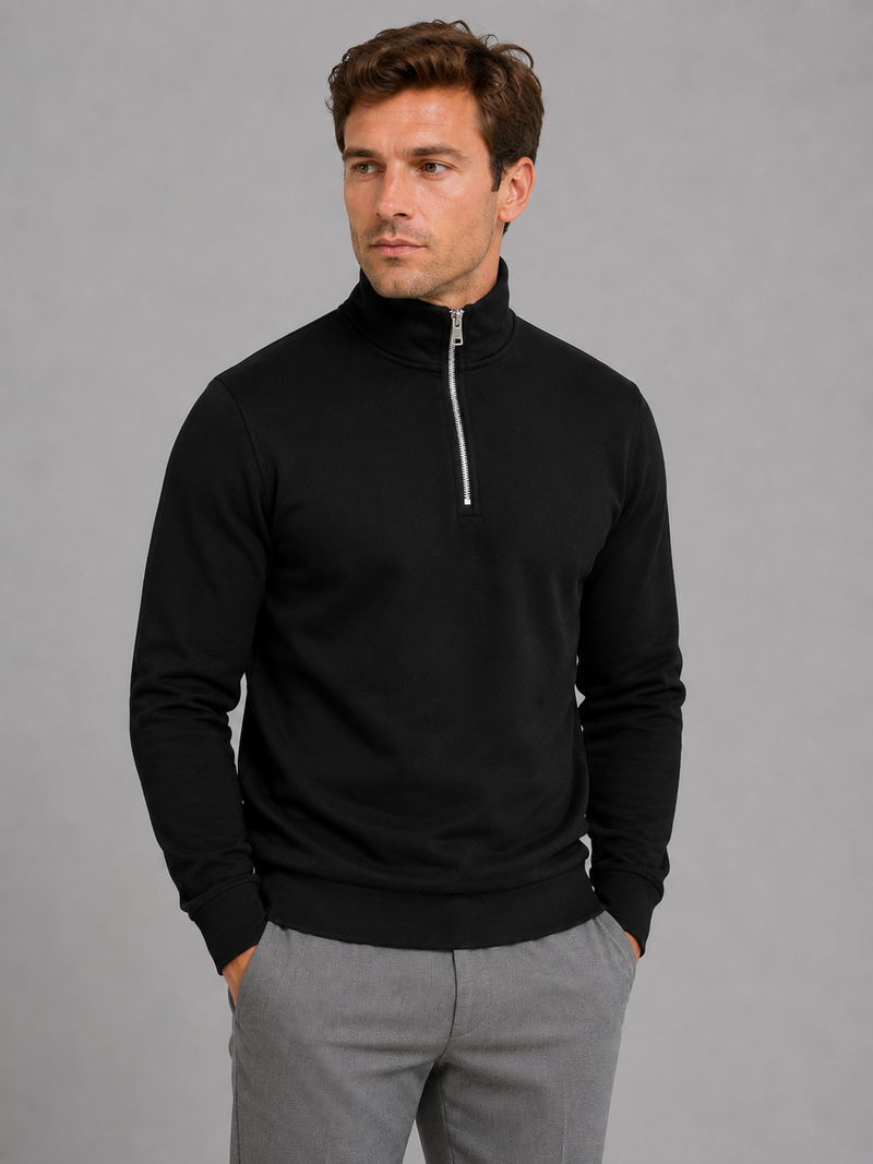 Men’s Half-Zip Sweatshirt – High Neck Smart Casual Pullover