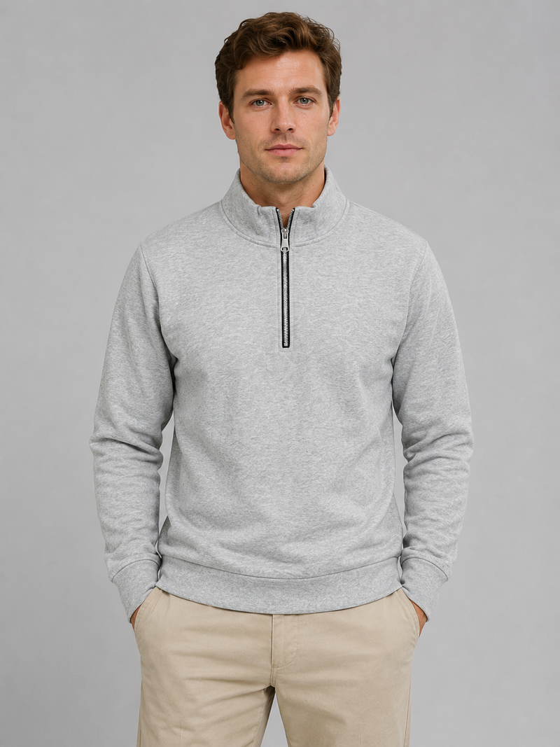 Men’s Half-Zip Sweatshirt – High Neck Smart Casual Pullover