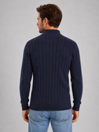 Men's Half Zip Knit Jumper – Ribbed Funnel Neck Sweater