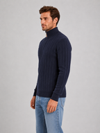 Men's Half Zip Knit Jumper – Ribbed Funnel Neck Sweater