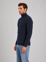 Men's Half Zip Knit Jumper – Ribbed Funnel Neck Sweater