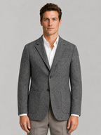 Men’s Textured Blazer – Single Breasted Tailored Jacket with Patch Pockets