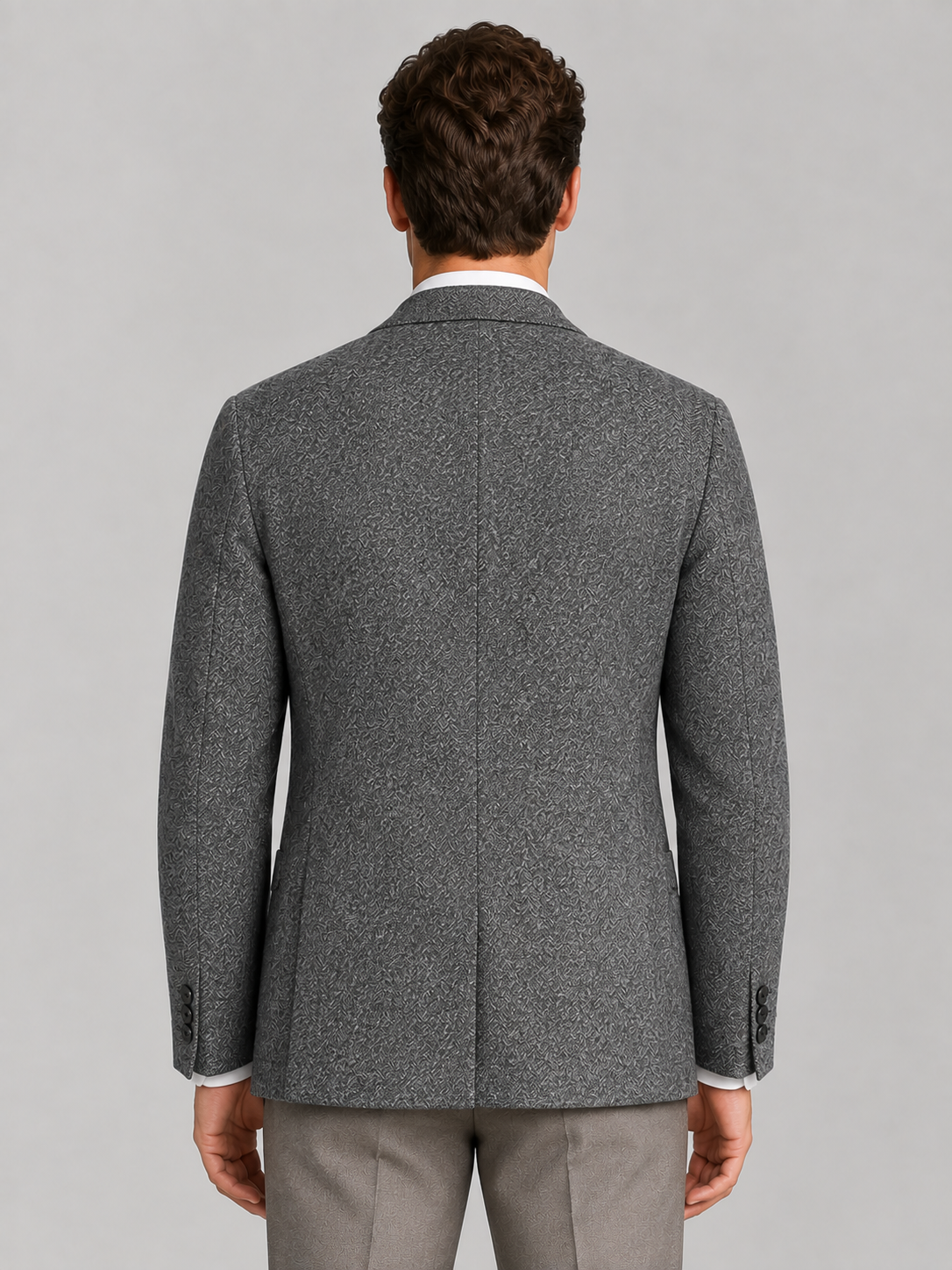 Men’s Textured Blazer – Single Breasted Tailored Jacket with Patch Pockets