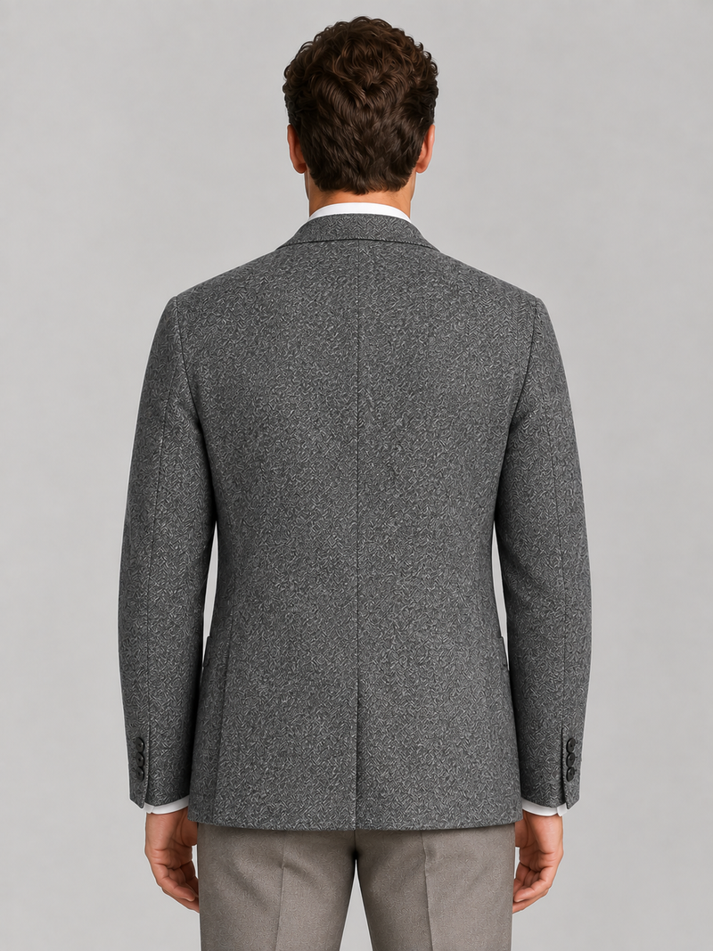 Men’s Textured Blazer – Single Breasted Tailored Jacket with Patch Pockets