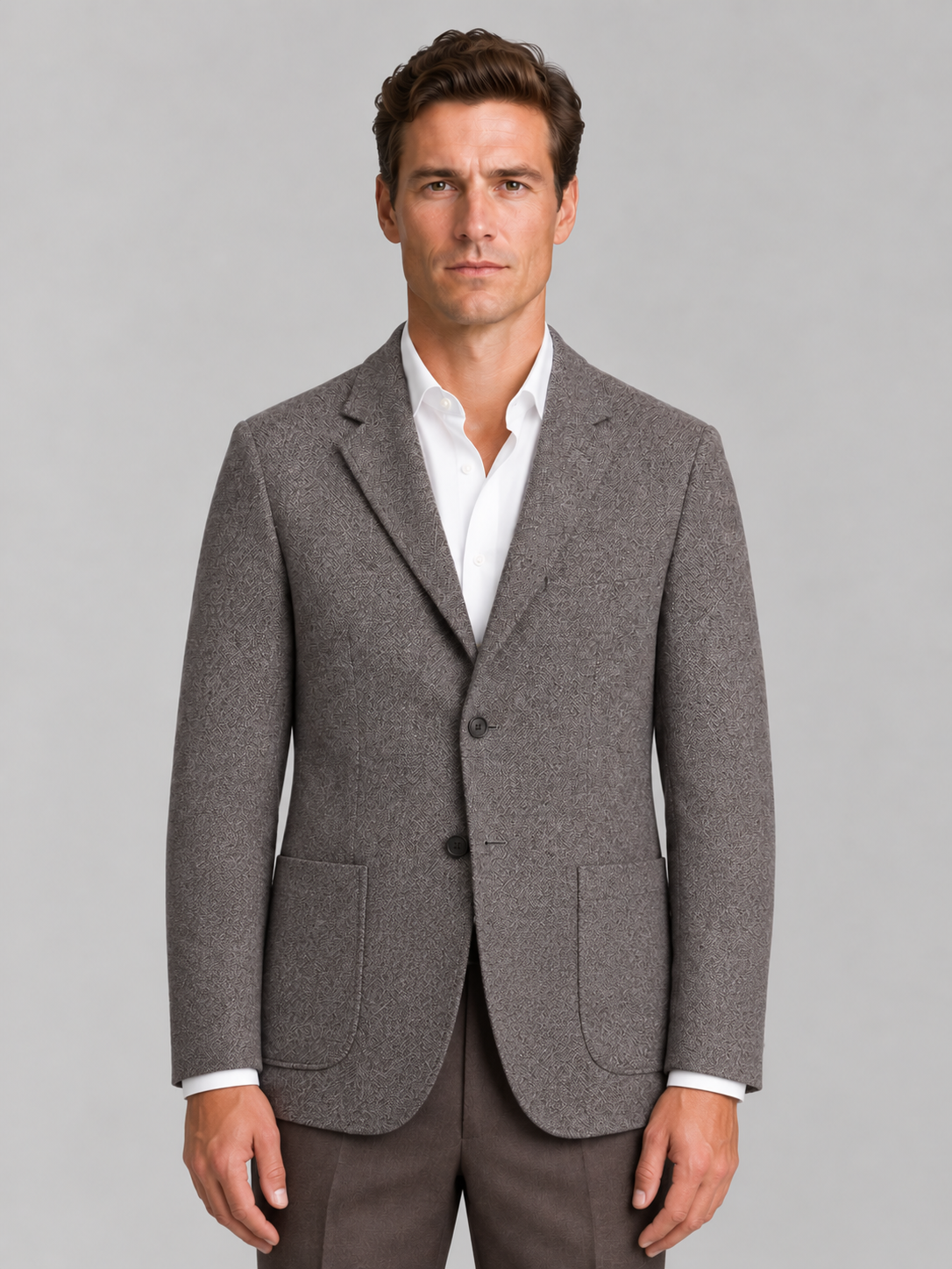 Men’s Textured Blazer – Single Breasted Tailored Jacket with Patch Pockets
