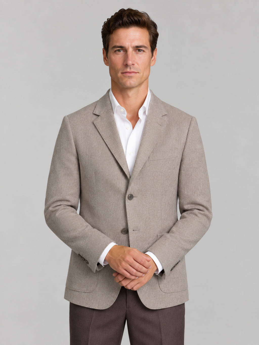 Men’s Textured Blazer – Single Breasted Tailored Jacket with Patch Pockets