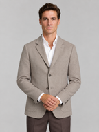 Men’s Textured Blazer – Single Breasted Tailored Jacket with Patch Pockets