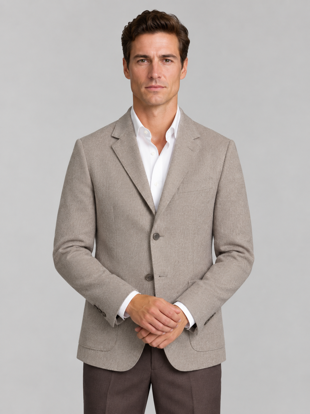 Men’s Textured Blazer – Single Breasted Tailored Jacket with Patch Pockets