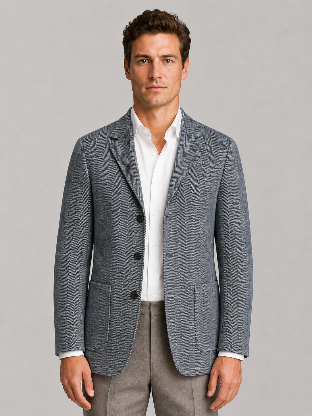 Men’s Herringbone Blazer – Smart Casual Tailored Jacket
