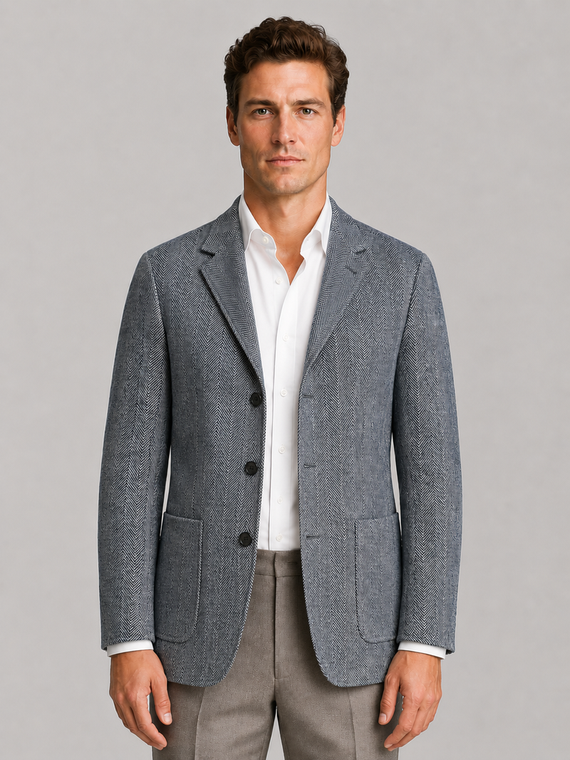 Men’s Herringbone Blazer – Smart Casual Tailored Jacket
